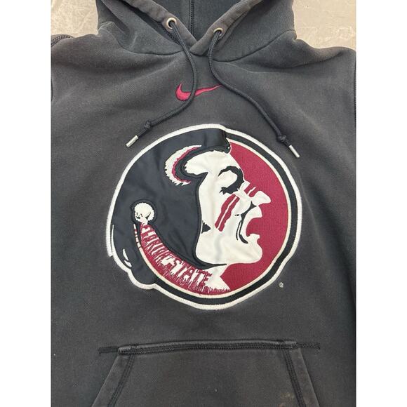 Nike FSU Seminoles Logo Hoodie Sweatshirt Small Black Center Swoosh NCAA - Picture 6 of 12